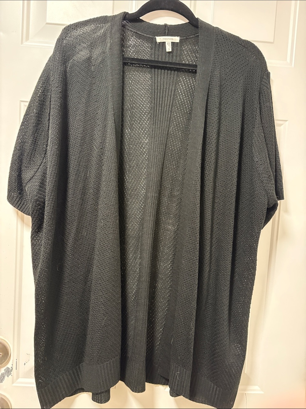 Maurices Black Open-Knit Cardigan